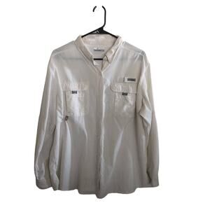 Columbia White Button PFG Fishing Shirt